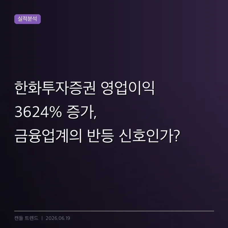한화투자증권 영업이익 3624% 증가, 금융업계의 반등 신호인가?