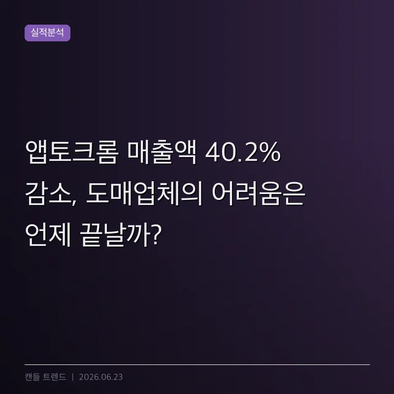 앱토크롬 매출액 40.2% 감소, 도매업체의 어려움은 언제 끝날까?