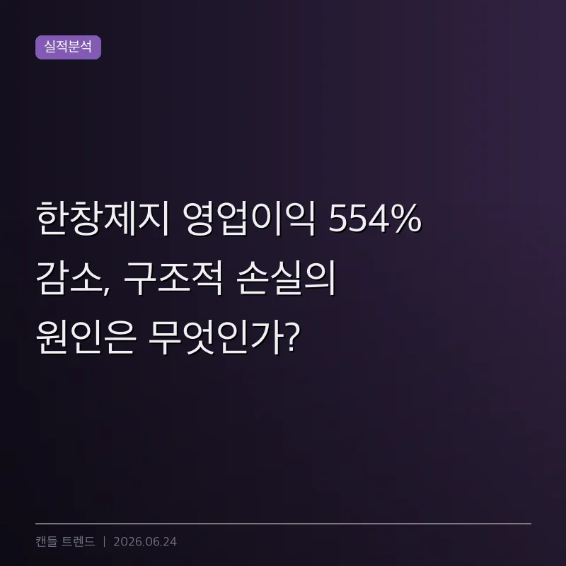 한창제지 영업이익 554% 감소, 구조적 손실의 원인은 무엇인가?