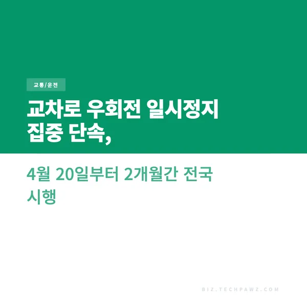 교차로 우회전 일시정지 집중 단속, 4월 20일부터 2개월간 전국 시행