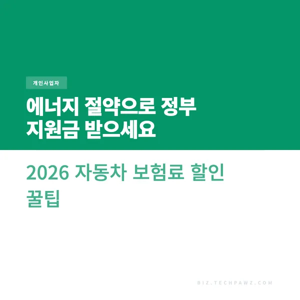 에너지 절약으로 정부 지원금 받으세요 2026 자동차 보험료 할인 꿀팁