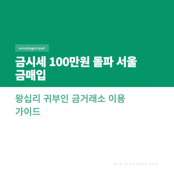 금시세 100만원 돌파 서울 금매입 왕십리 귀부인 금거래소 이용 가이드