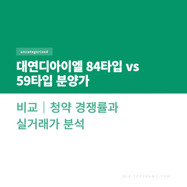 대연디아이엘 84타입 vs 59타입 분양가 비교｜청약 경쟁률과 실거래가 분석