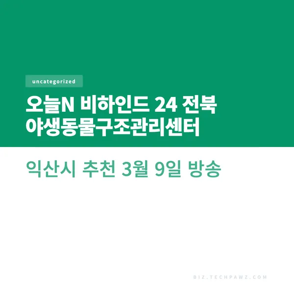 오늘N 비하인드 24 전북 야생동물구조관리센터 익산시 추천 3월 9일 방송