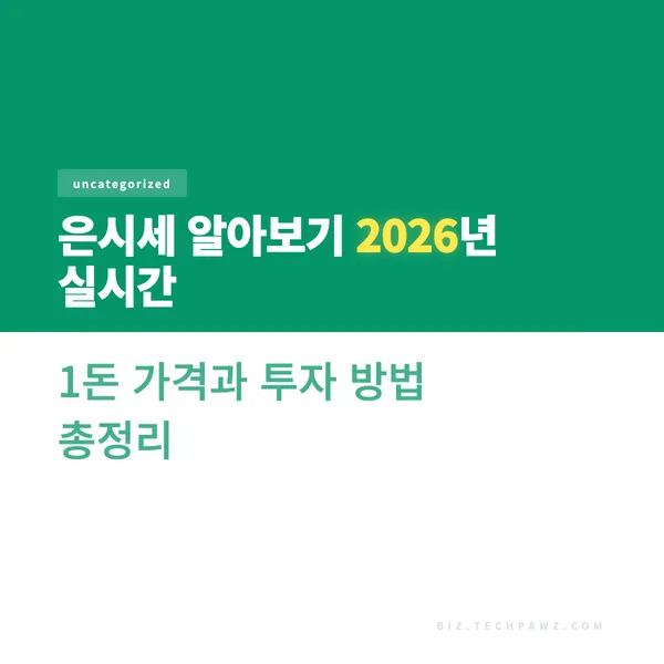 은시세 알아보기 2026년 실시간 1돈 가격과 투자 방법 총정리