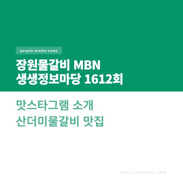 장원물갈비 MBN 생생정보마당 1612회 맛스타그램 소개 산더미물갈비 맛집